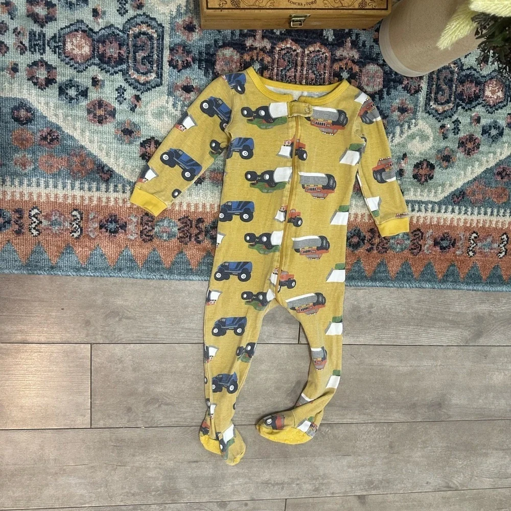 Dino Dee Construction Zip Grip Footie Pajamas 18-24 Months Toddler Boy Yellow